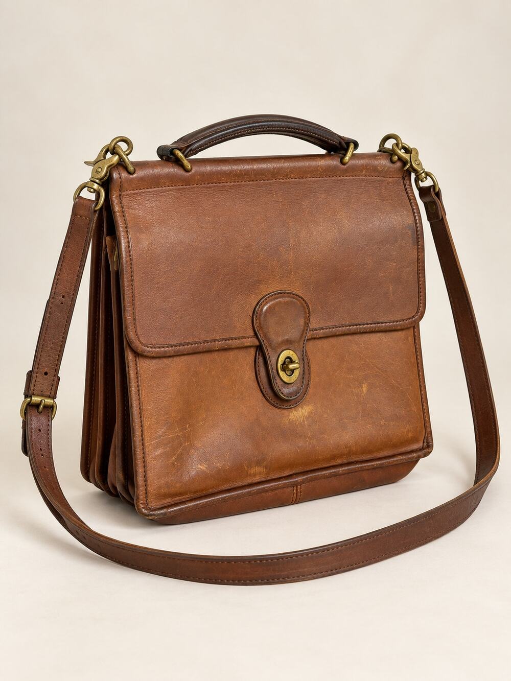 VTG Coach Willis Brown Leather Crossbody Top Handle Bag 9927